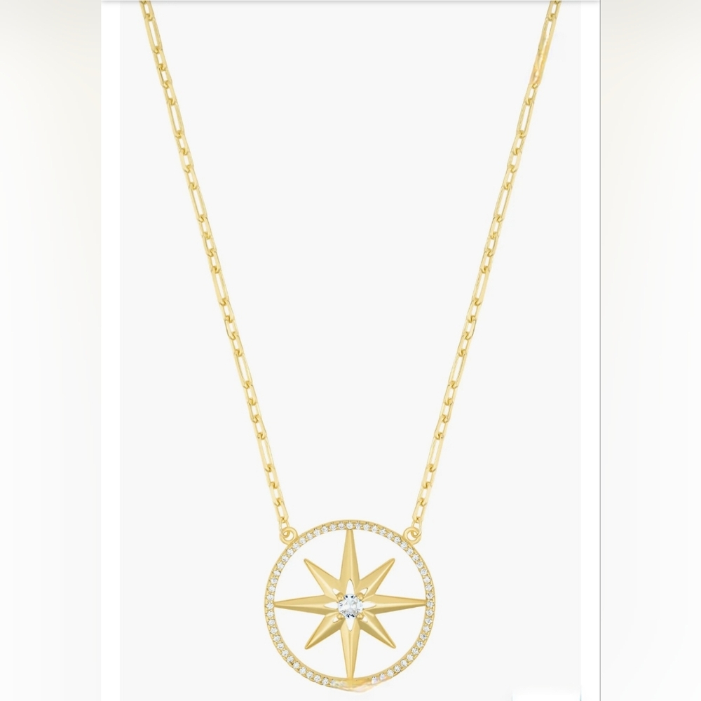 Adornia Pavé Starburst Gold Pendant Necklace, NWT